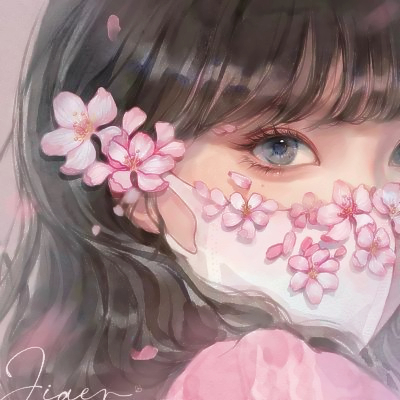 手绘戴口罩女生闺蜜头像图片