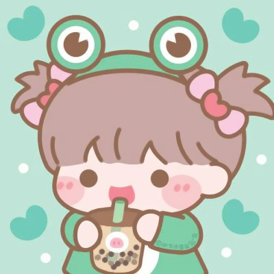 头像卡通女生喝奶茶可爱手绘图片