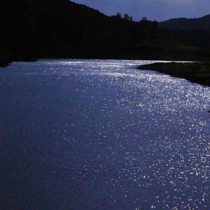 安静的夜晚水面风景头像图片