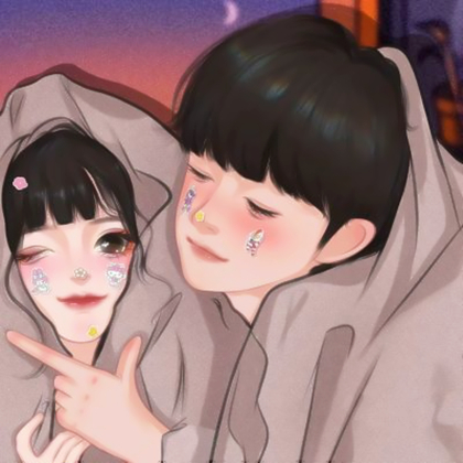 氛围感手绘情侣头像