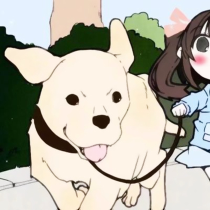 可爱女生遛狗动漫情侣头像图片