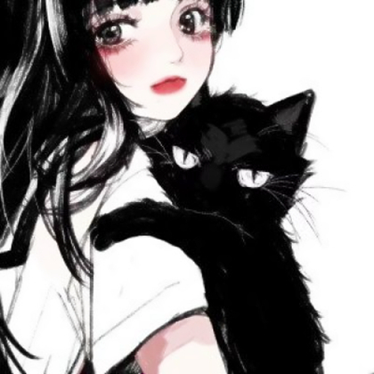 情侣单人抱猫头像