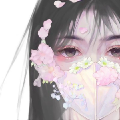 口罩带花的情侣头像