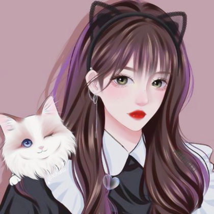 女生手绘带猫咪精致高清头像图片