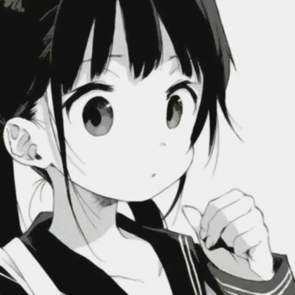 黑白漫画风头像女可爱卡通高清图片