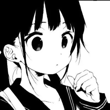 黑白漫画风头像女可爱卡通高清图片