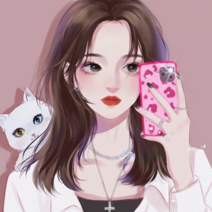 女生手绘带猫咪精致高清头像图片