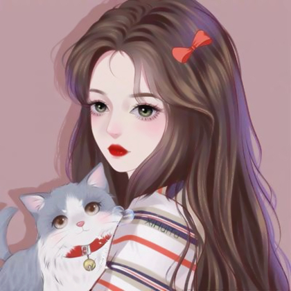 女生手绘带猫咪精致高清头像图片