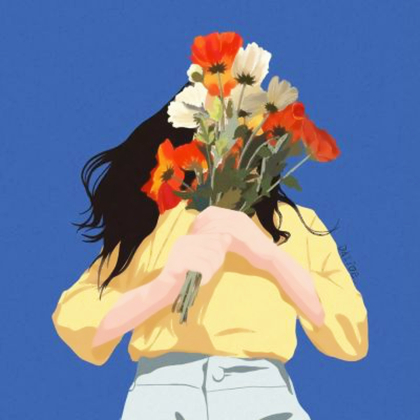 手绘情头一男一女两张
