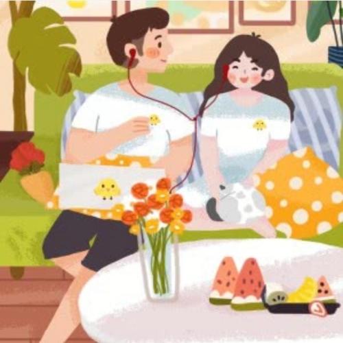 耳机分半甜蜜卡通情侣头像