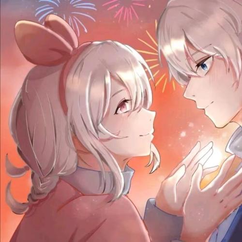 一起看烟花浪漫漫画情侣头像