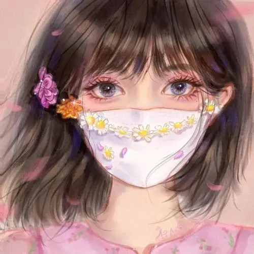 戴鲜花口罩神仙女生头像