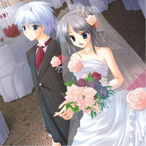 浪漫婚礼现场卡通情侣头像