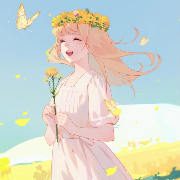 春天治愈系女生漫画头像图片