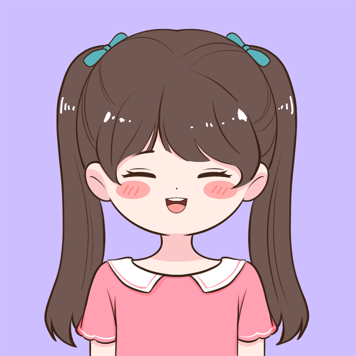 简约手绘卡通可爱活泼双马尾女生头像图片