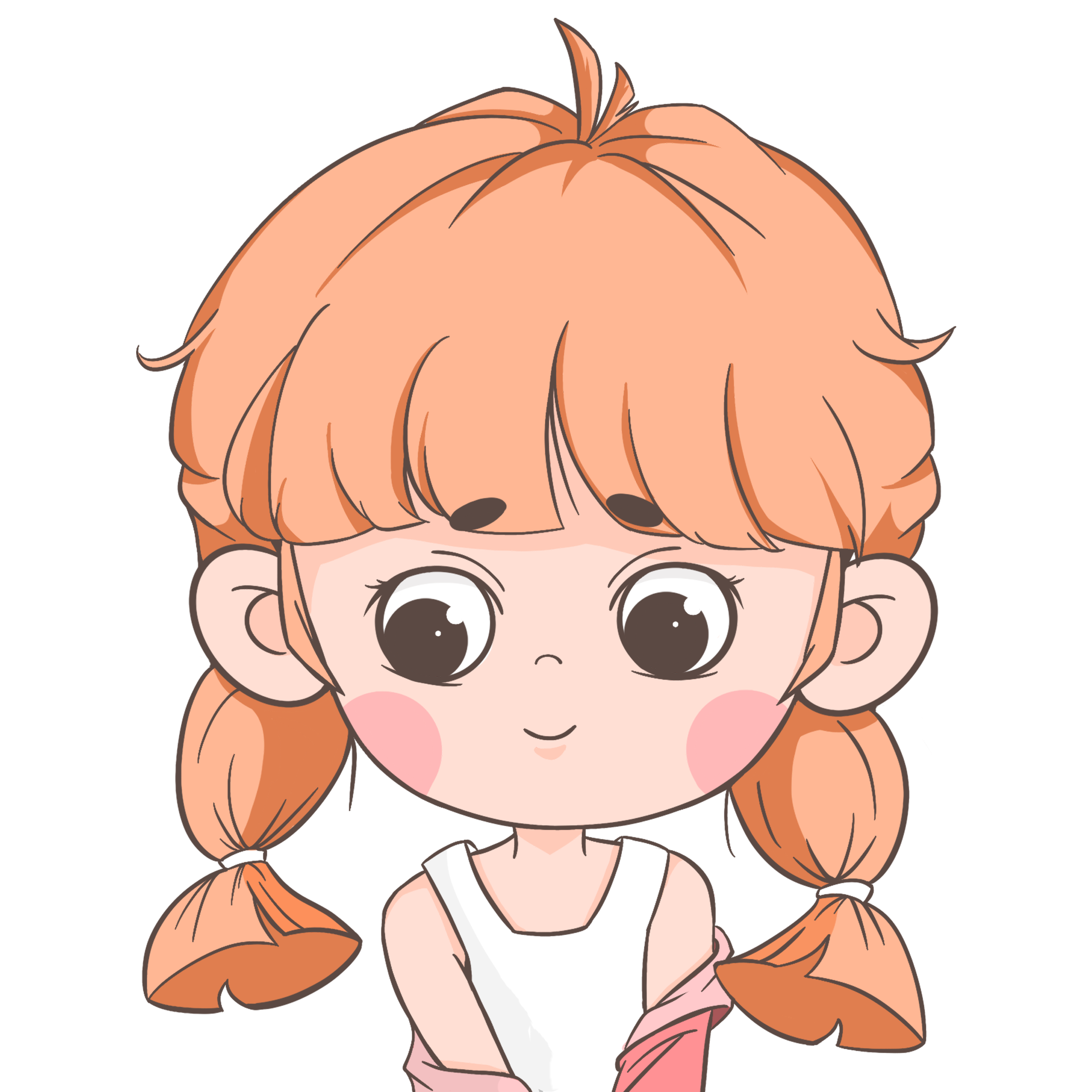 卡通简约风双马尾女生头像图片