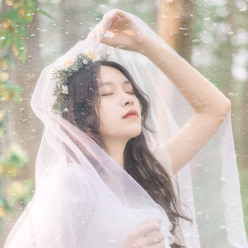 玻璃水珠特效女生头像图片