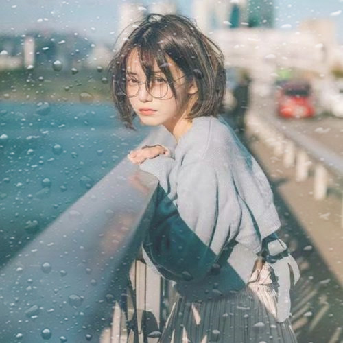 玻璃水珠特效女生头像图片