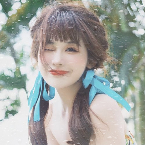 玻璃水珠特效女生头像图片