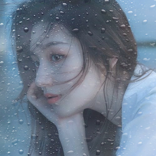 玻璃水珠特效女生头像图片