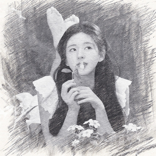 写生素描女生头像图片