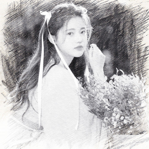 写生素描女生头像图片