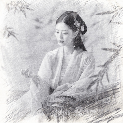 写生素描女生头像图片