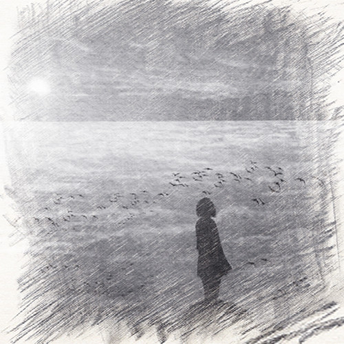 写生素描女生头像图片