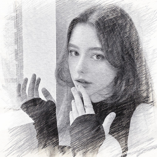 写生素描女生头像图片