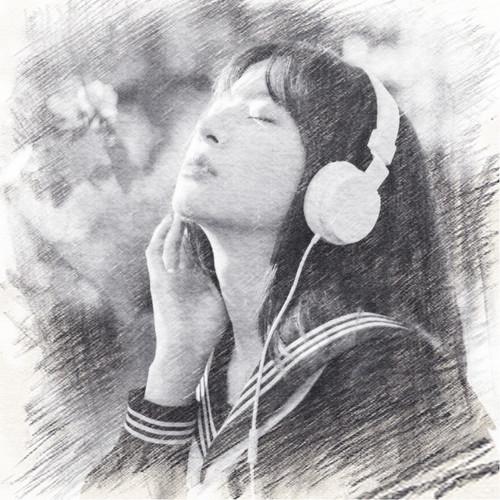 写生素描女生头像图片