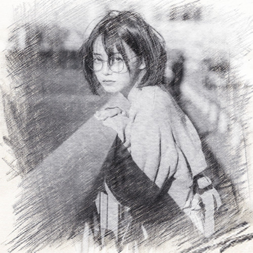写生素描女生头像图片