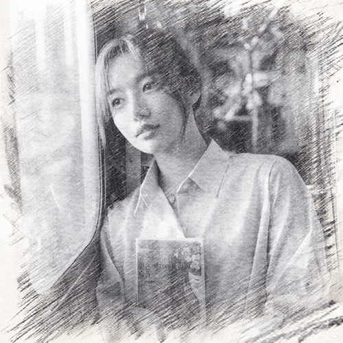 写生素描女生头像图片