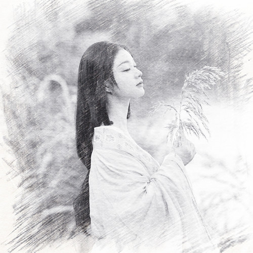 写生素描女生头像图片