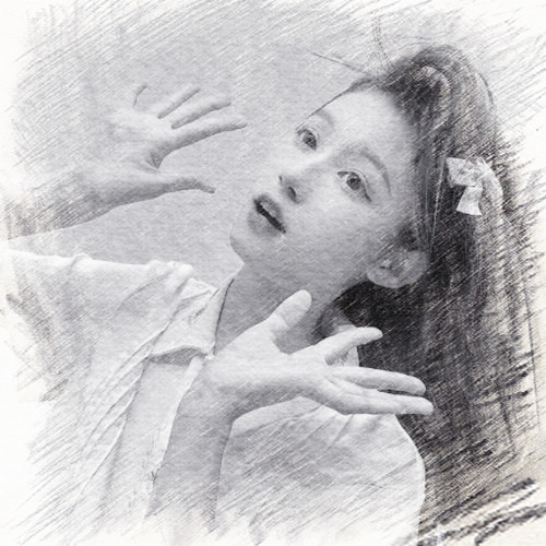 写生素描女生头像图片