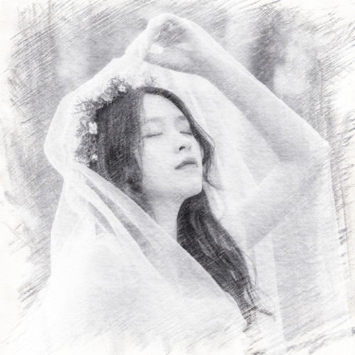 写生素描女生头像图片