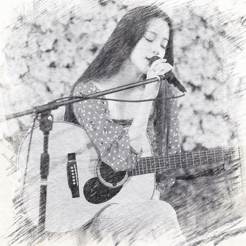 写生素描女生头像图片
