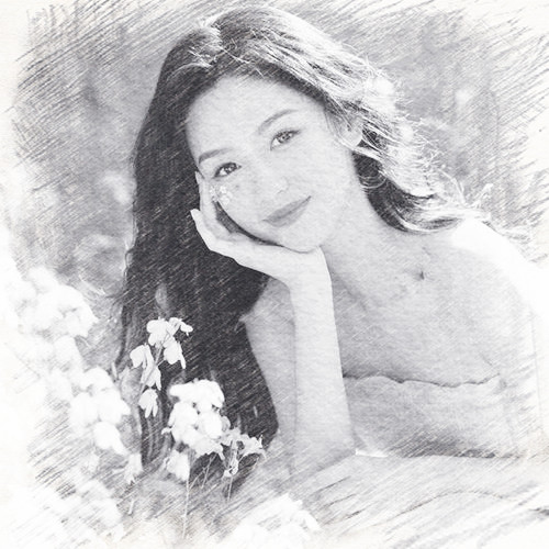写生素描女生头像图片