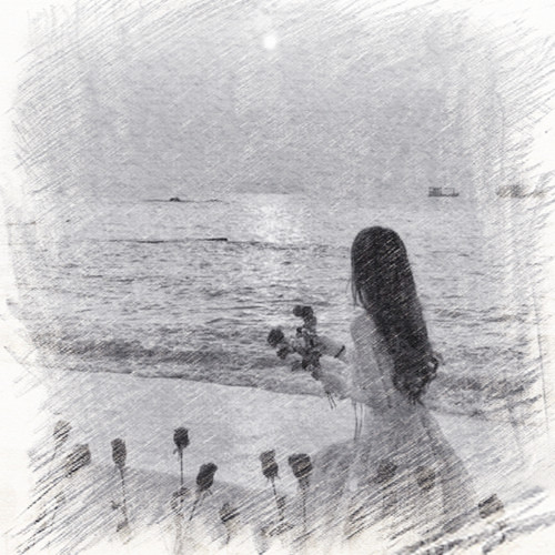 写生素描女生头像图片