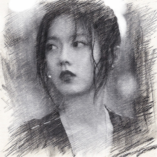 写生素描女生头像图片