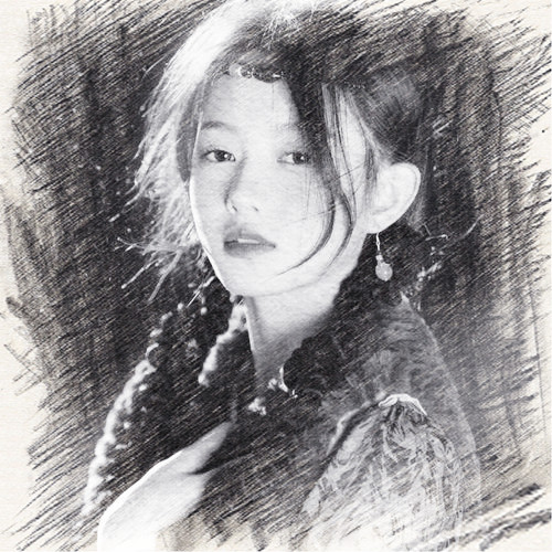 写生素描女生头像图片