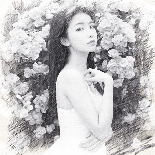 写生素描女生头像图片