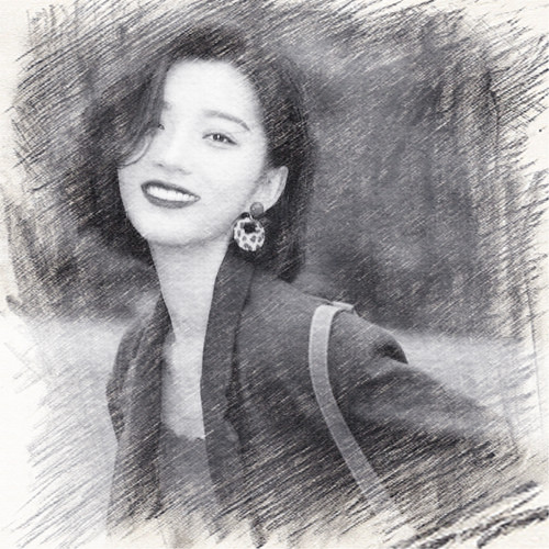 写生素描女生头像图片