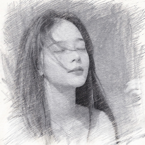 写生素描女生头像图片
