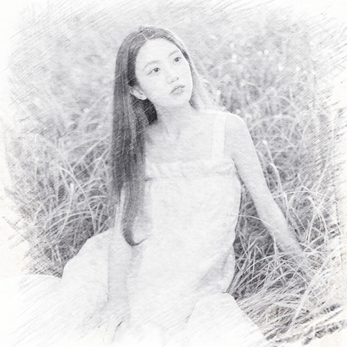 写生素描女生头像图片