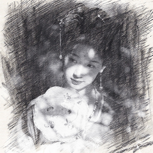 写生素描女生头像图片