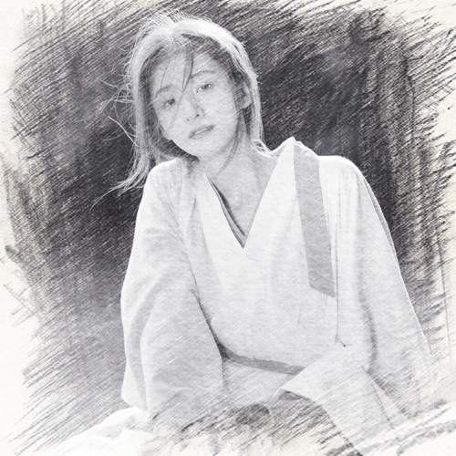 写生素描女生头像图片