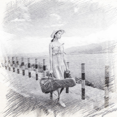 写生素描女生头像图片