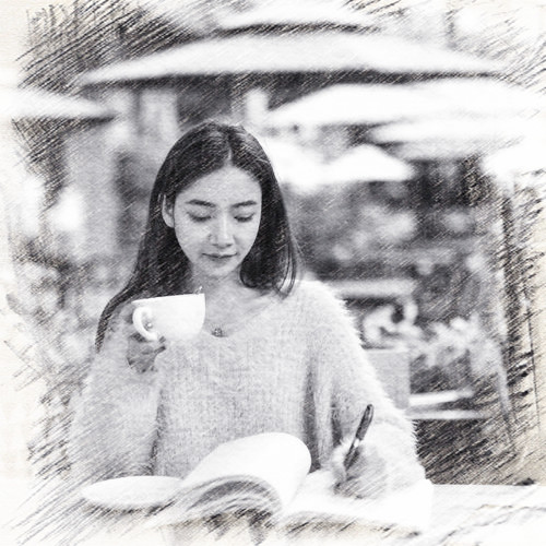 写生素描女生头像图片