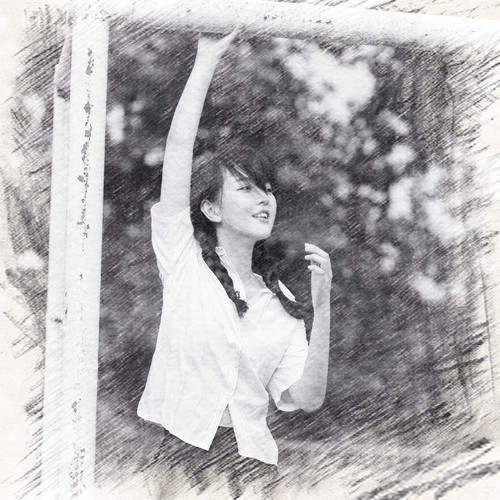 写生素描女生头像图片