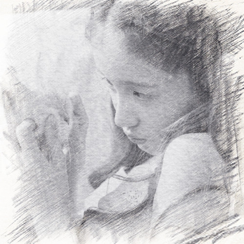 写生素描女生头像图片